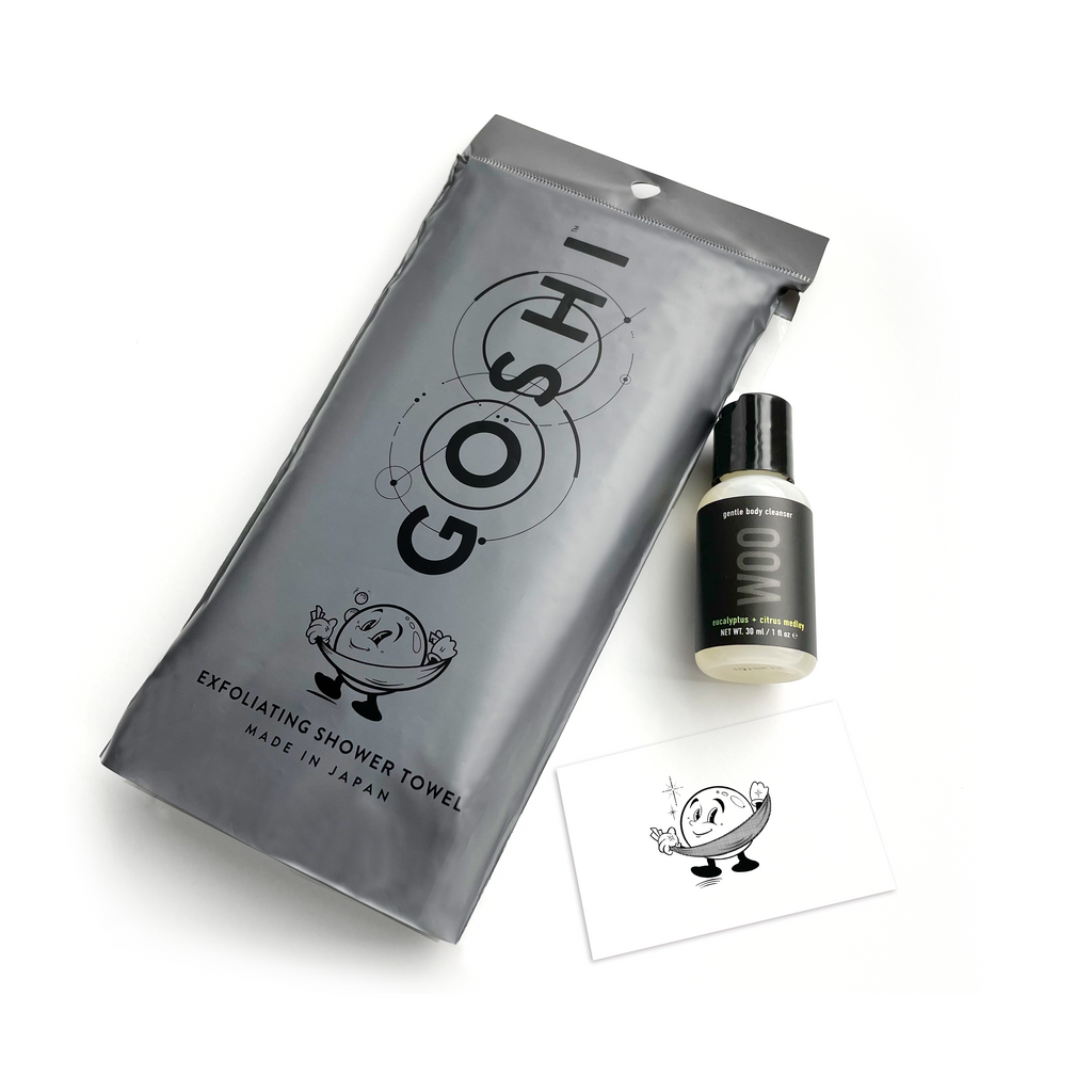 woo skin x goshi body wash & exfoliate refresh set